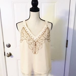 Skies are Blue Beautiful Beaded Tank Top Womens size L